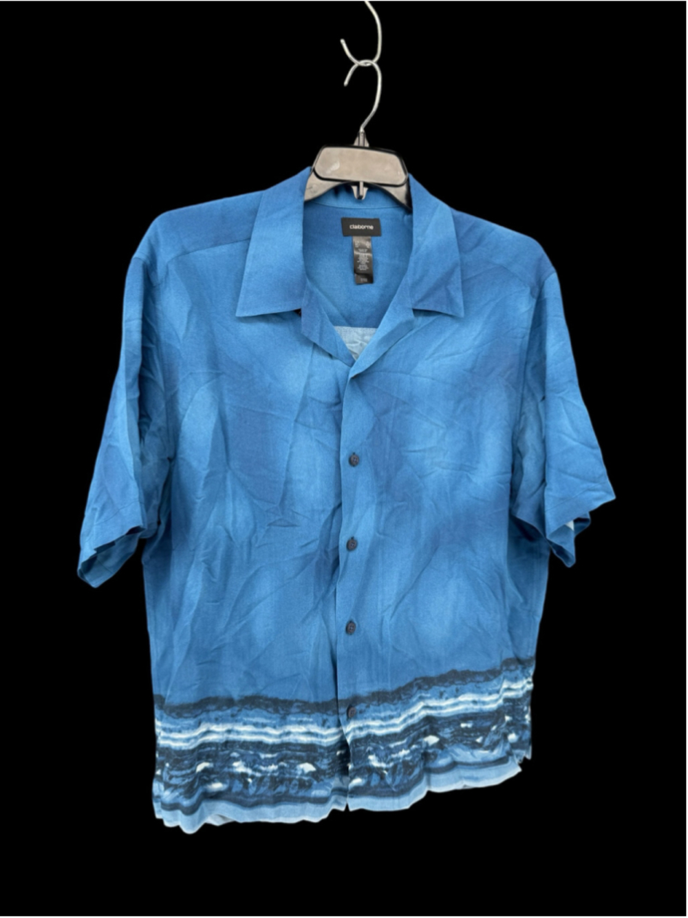 Men's Claiborne Casual Button Down Shirt XL Blue Black
